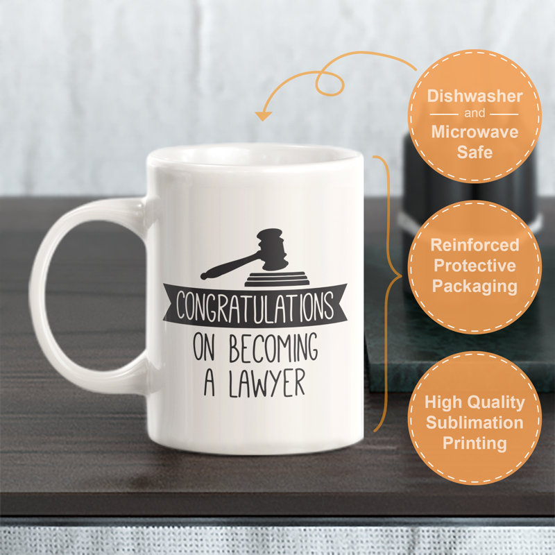 Grande tasse à café Dale, 11 oz, « Congratulations On Becoming Lawyer »