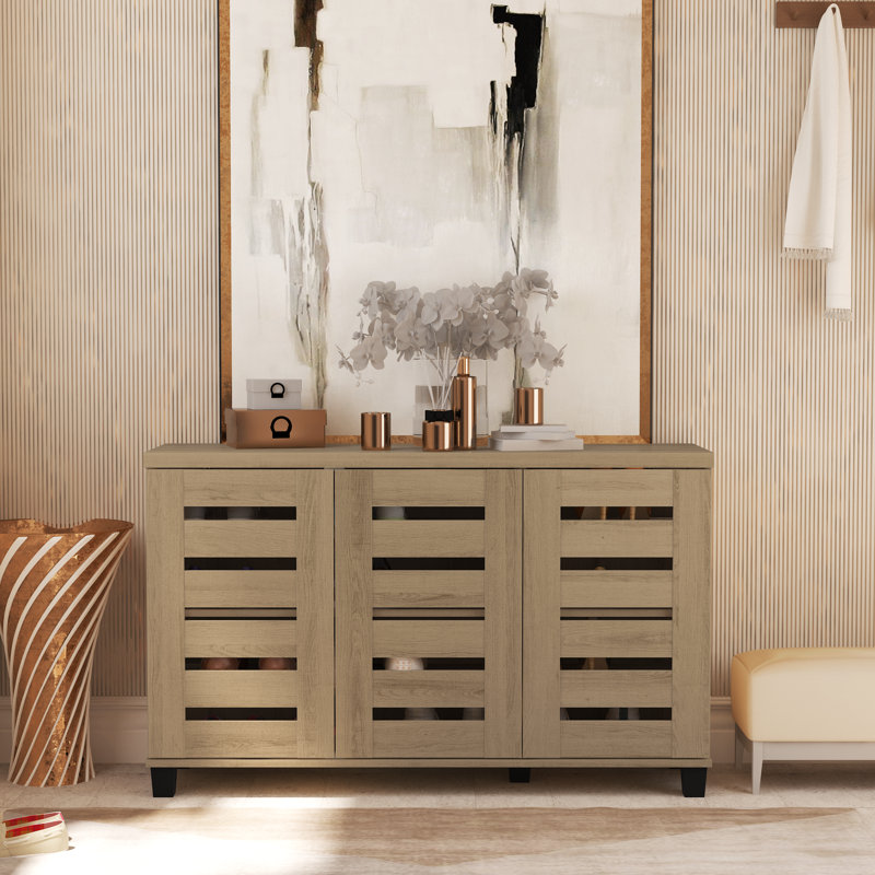 Millan 16 Pair Shoe Storage Cabinet, Oslo Oak