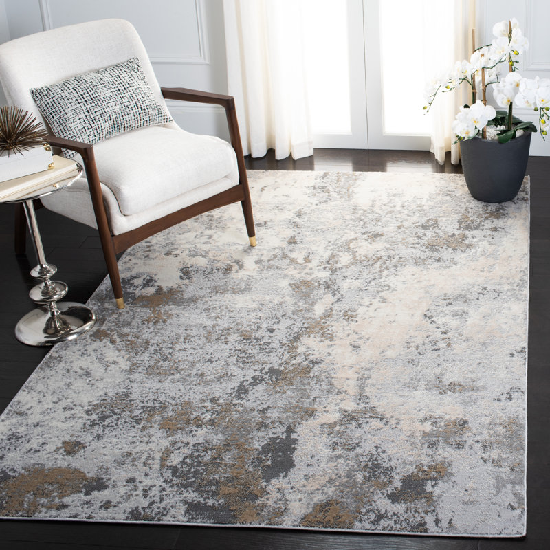 Tapis gris / ivoire Branscum, Rectangle 5 pi 3 po x 7 pi 6 po