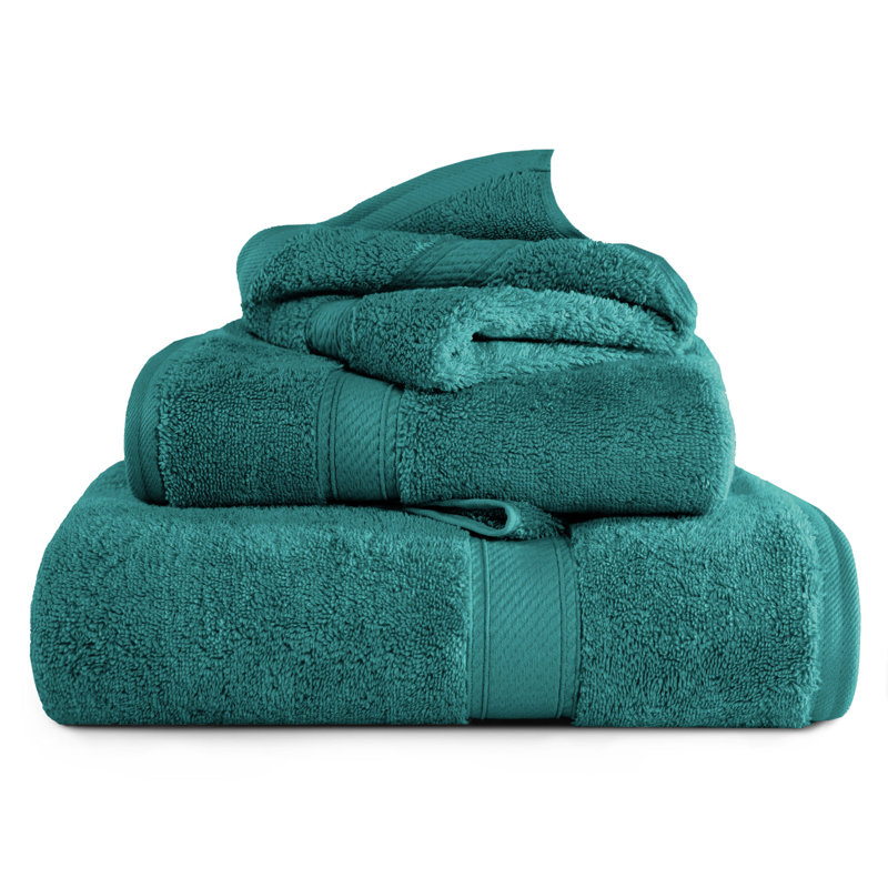 Scotia Egyptian Cotton Bath Towel Set, Teal, 3Pc Towel Set  (1Bath, 1Hand, 1Face)