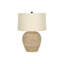 Lighting, H 25 po, lampe de table, rotin, abat-jour beige, transitionnel