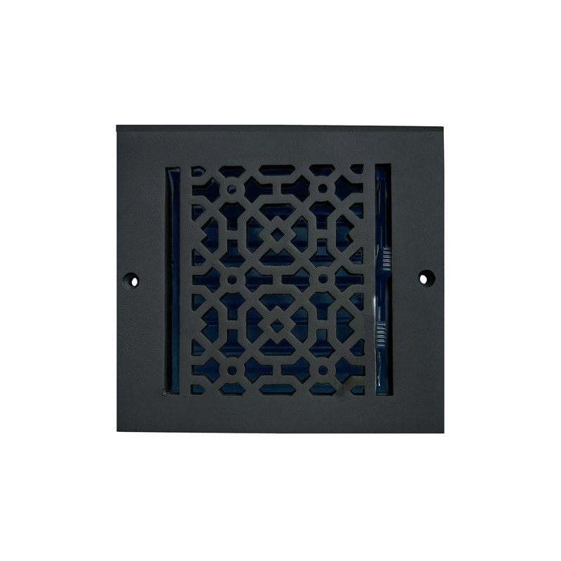Ouverture de conduit d'air Achtek 7 po x 7 po (au total 8-1 / 2 po x 8-3 / 4 po), Noir thermolaqué, Mur avec trous de vis