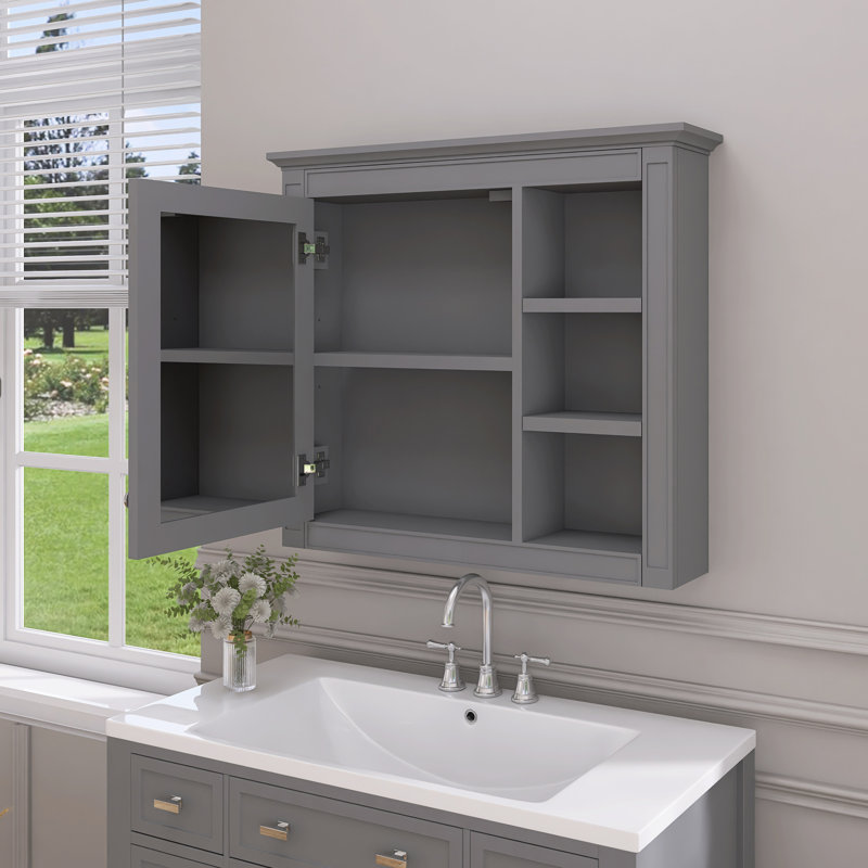 Armoire à pharmacie avec miroir Shafon l 30 po x H 28 po, Gris
