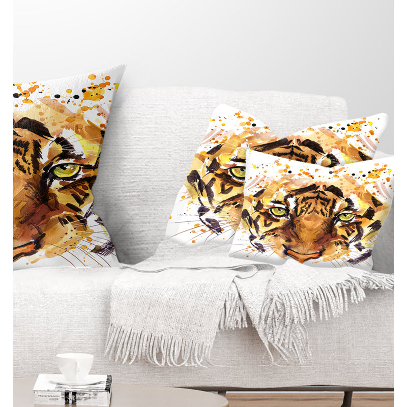 Eyes with Fire - Coussin décoratif à imprimé animal, Rectangulaire, 12 po x 20 po