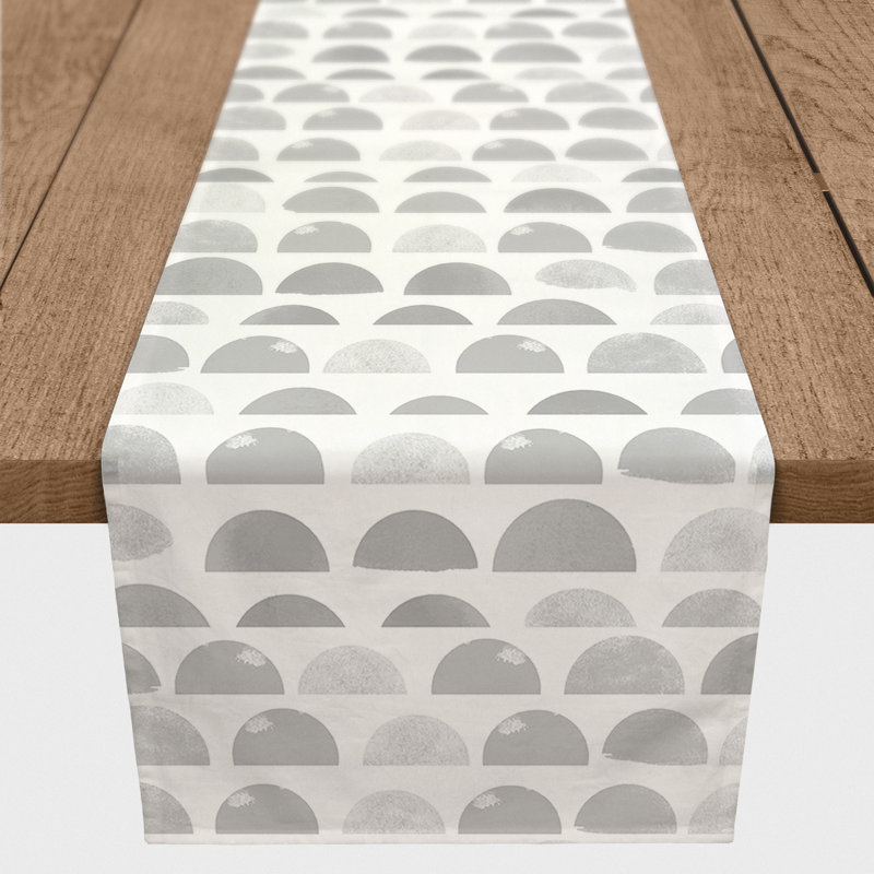 Chemin de table abstrait 5 demi-cercles jaune, gris