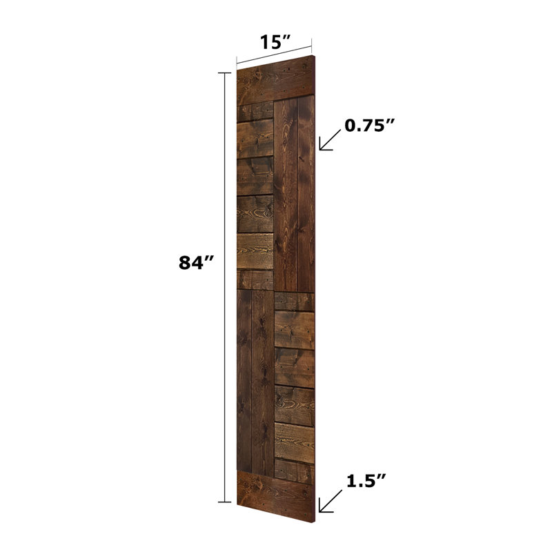 Porte à deux branches en bois massif en forme de S avec rail de quincaillerie - Assemblage requis, 30 po x 84 po, Noyer foncé