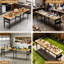 Établi extra-long de 244 cm (96 po) avec plateau en bois massif, capacité de 907 kg (2 000 lb), 4 hauteurs réglables, rangement latéral et prise électrique – Idéal pour un usage professionnel. Plateau de 244 cm (96 po), capacité de charge, coffre de rangement, roulettes.