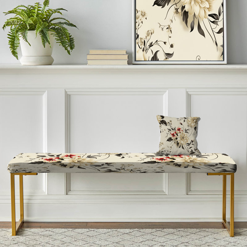 Minimaliste simplicité victorienne à motif IV - banc rembourré floral doré