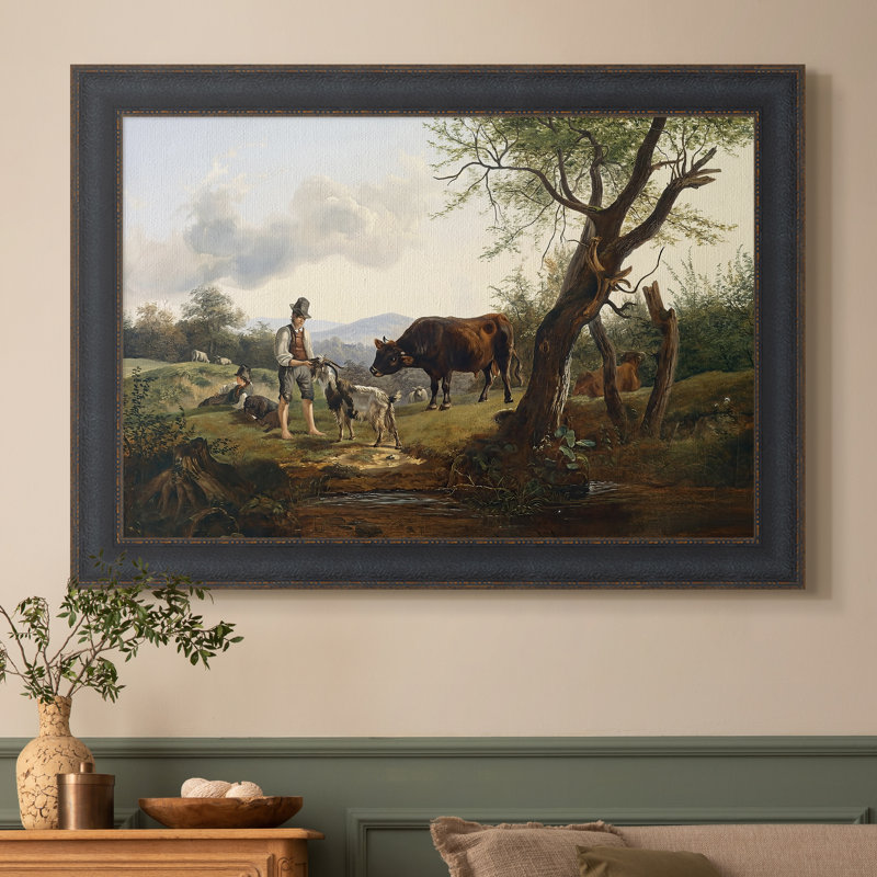 Berger avec Billy Goat, v. 1830 - Frederic Gauermann - Toile encadrée sur mesure, 16x22 INNER SIZE, Framed Canvas