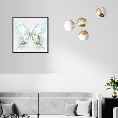 «Animals Butterfly Illusion Aqua Gold Insectes», reproduction d'art