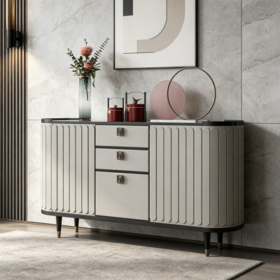 Modern Oval Sintered Stone Sideboard