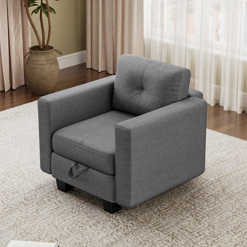 Upholstered Club Chair, Dark Grey