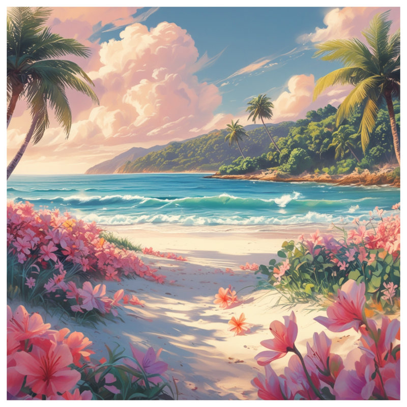 Rideaux de douche Tropical Beach, L 70 po x H 84 po