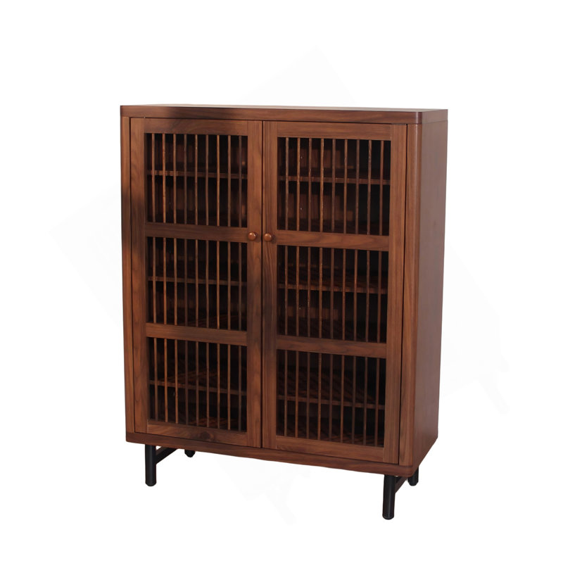 Shoe Cabinet With Shutter Doors, 6-Tier Entryway Shoe Cabinet With Adjustable Shelves, Wooden Modern Rack Organizer For Entryway, Hallway, Closet, Living Room, Walnut