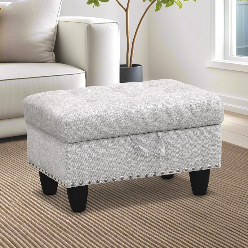 Repose-pieds en flanelle avec rangement, Tissu gris