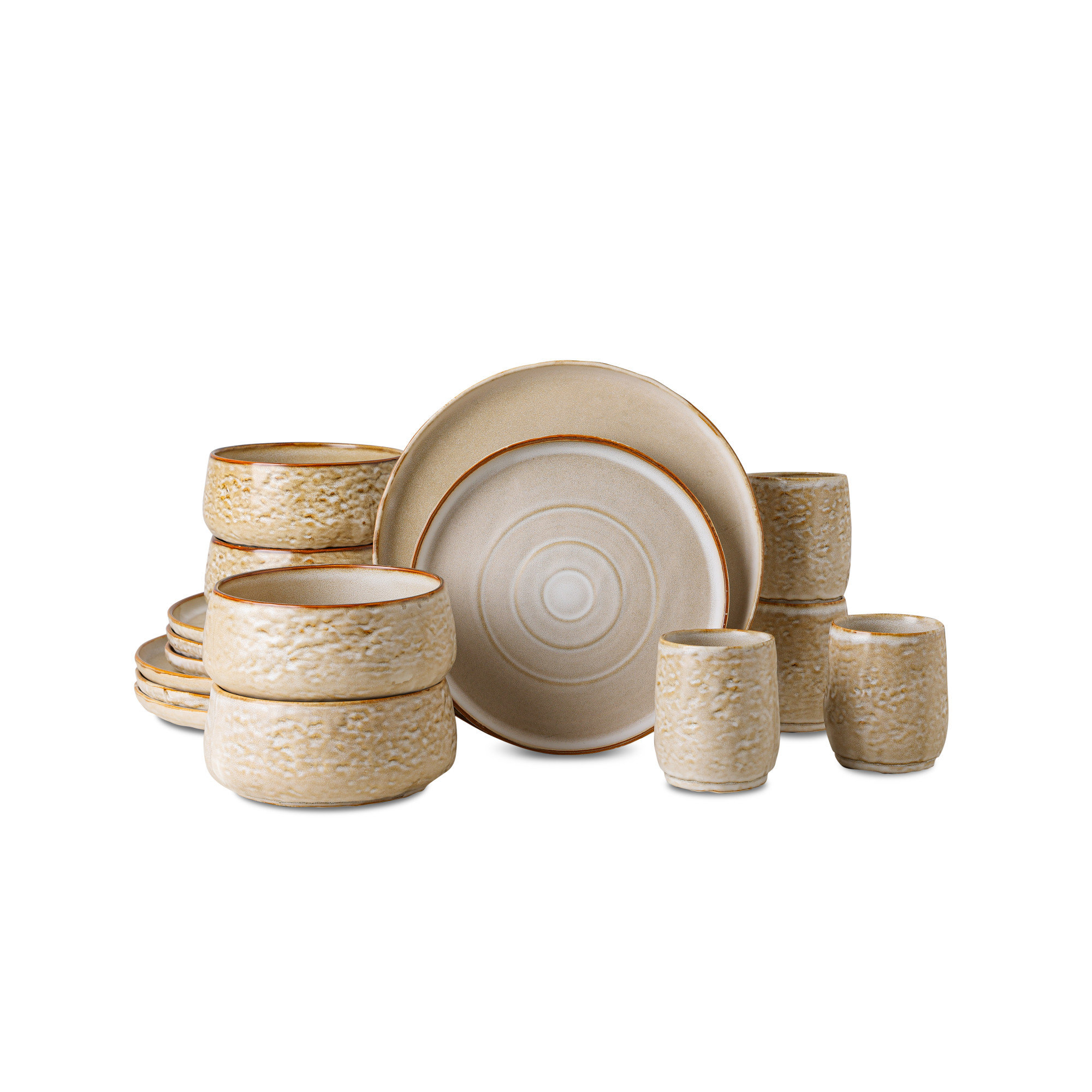 Rustic Speckled Handcrafted Terracotta 16-Piece Dinnerware Set