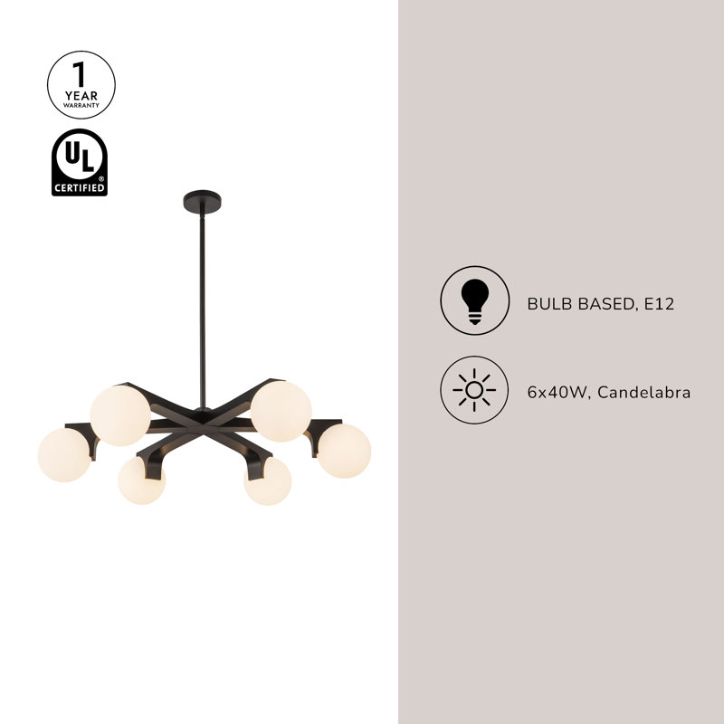 Briar 37-in Black Chandelier, Brushed Gold