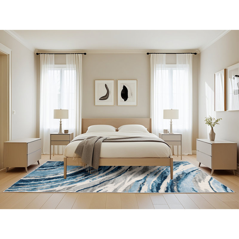 Machine Washable Space Green Area Rug, Rectangle 5' x 8'