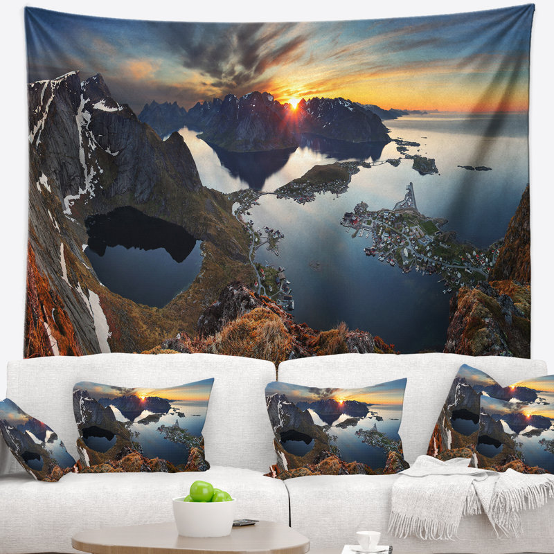 Tapisserie paysage marin des montagnes Rocheuses, H 50 po x l 60 po