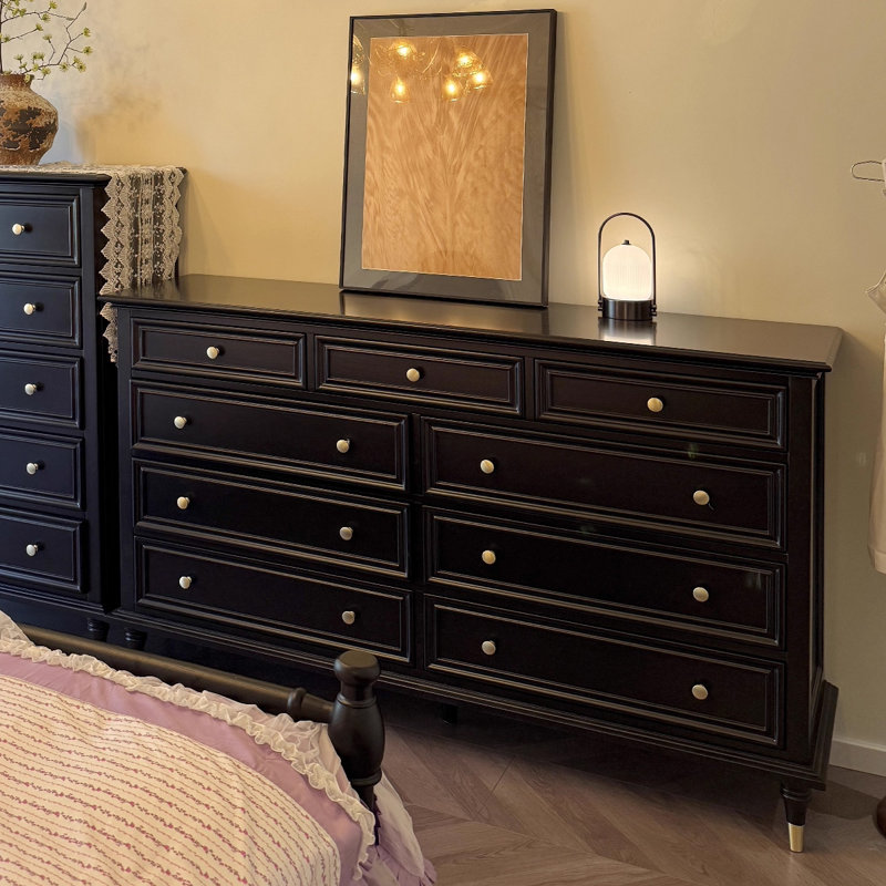 Armoire d'appoint en bois manufacturé noir massif