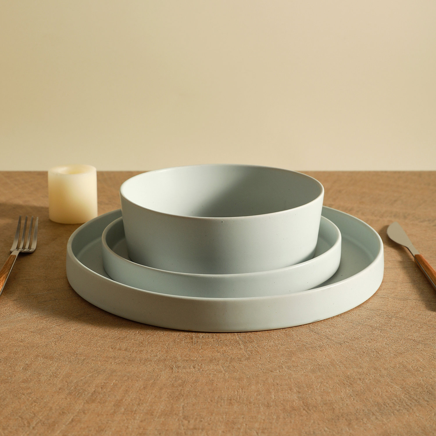 MODAN Stoneware Dinnerware Set, Blue/Gray