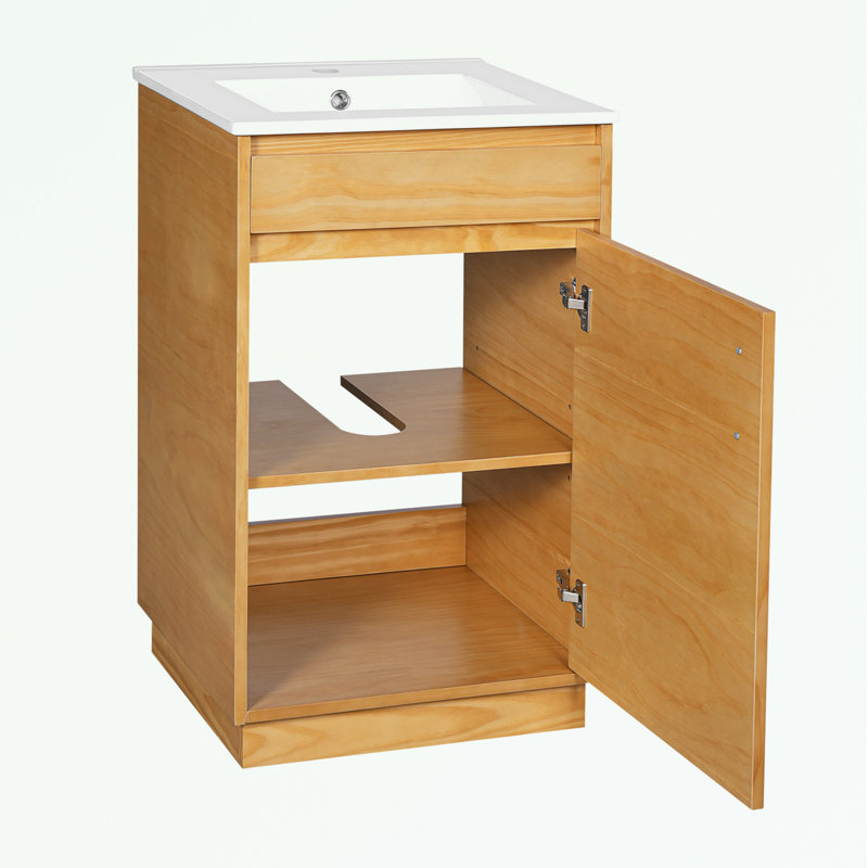 Meuble-lavabo de salle de bain avec lavabo, porte à fermeture douce et tablette réglable