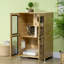 Mobile Villa - Cage intérieure pour chat avec poteaux à griffer, porte à rabat, coussin chaud, roues portatives en chêne de luxe, amoureusement