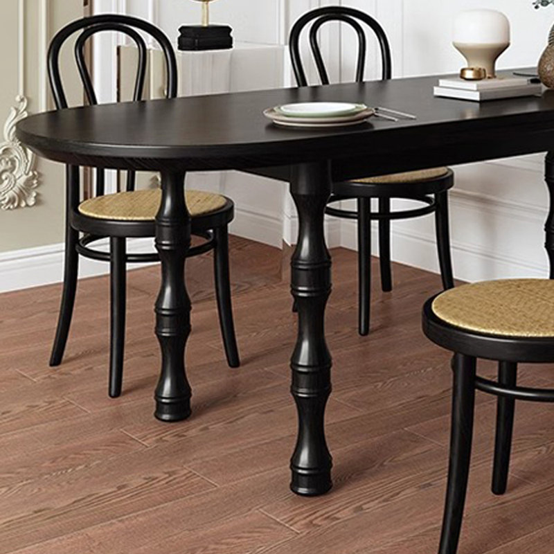 Table ovale classique en bois de frêne noir classique, H 29,92 po x L 86,61 po x l 31,49 po