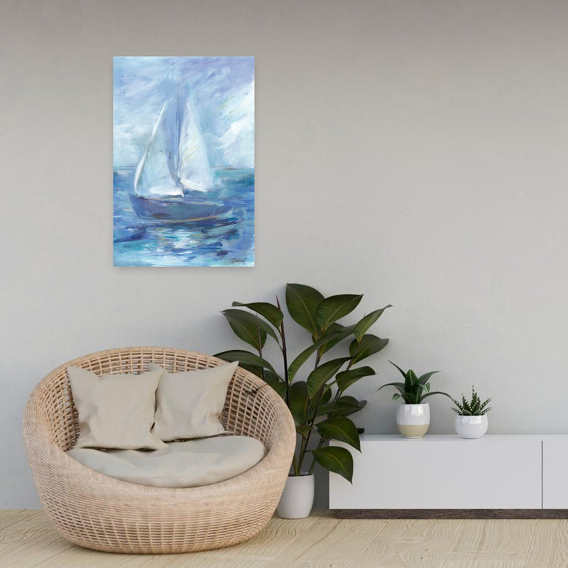 Voiles d'été, art côtier abstrait, H 24 po x l 16 po