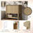 35.5" Vintage Bathroom Vanity With Rectangle Ceramic Sink, Soft-Close Doors, Wood Grain Laminate-620936263