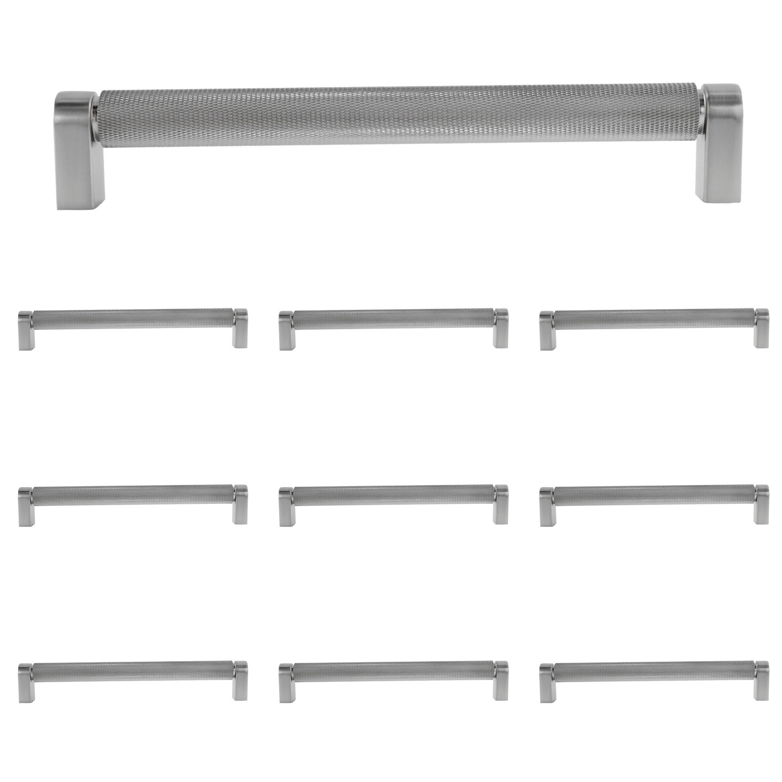 Kent Knurled Cabinet Bar Pull, Satin Nickel, 7"