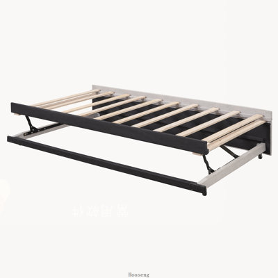 Lit de jour convertible d'angle en forme de L, deux places, avec lit gigogne escamotable, beige, pour chambre d'amis
