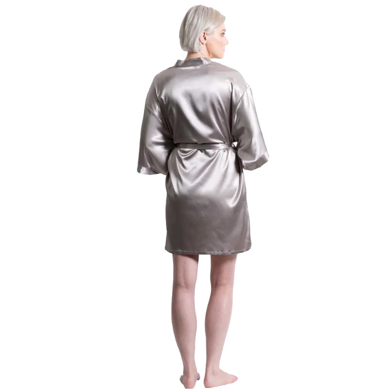 Peignoir en satin avec poches Quindy, M / G, gris