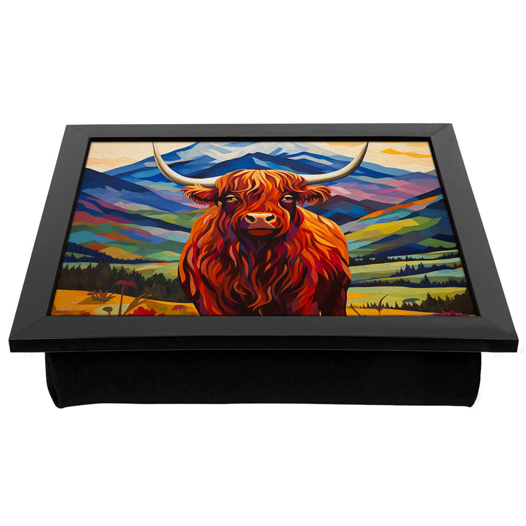 Highland Cow Art Deco Art No.2  Lap Tray with Cushion