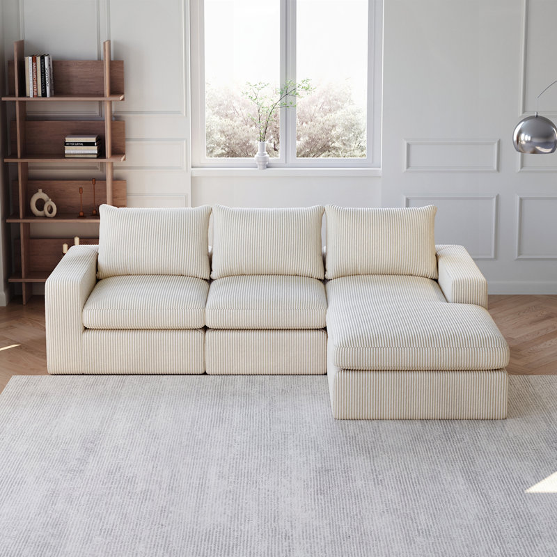 Canapé modulaire rembourré en L sans os, Beige