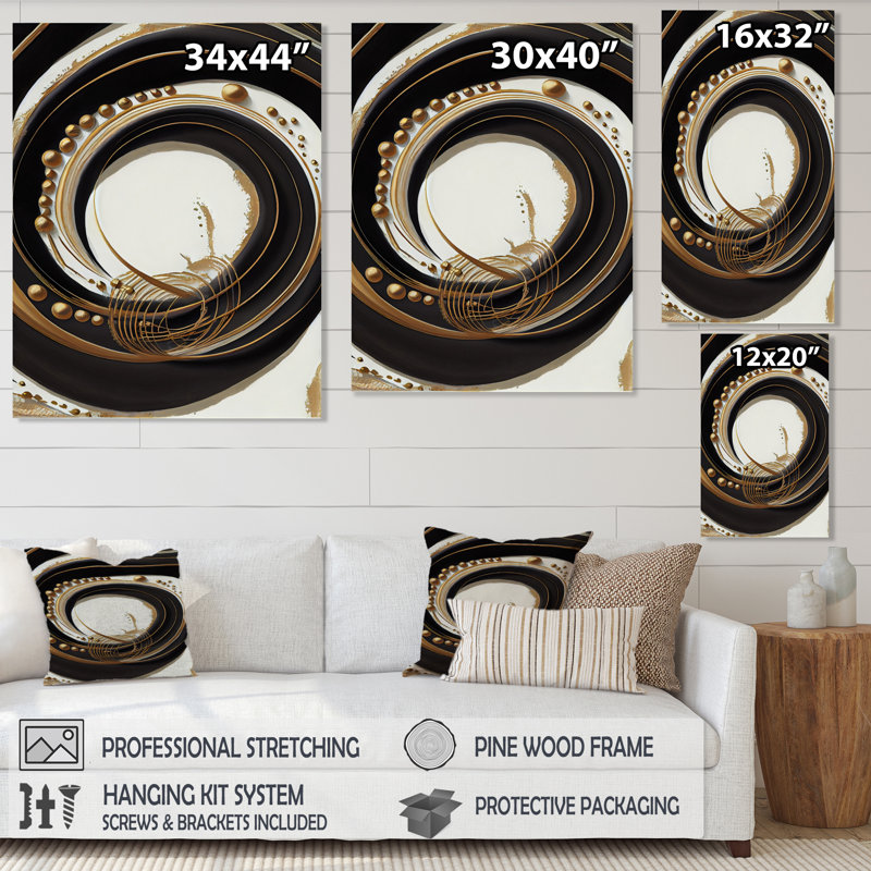 Gold Glamour Circle III - reproduction d'art sur toile, L 34 po x H 44 po, Toile tendue