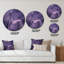 «Mauve et gris», encre de marbre II - art mural moderne en cercle métallique-68851719