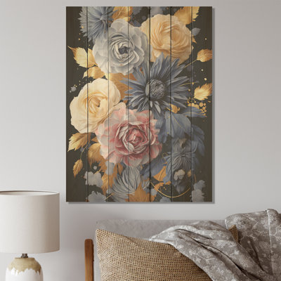 Or rose et bleu Elegance II - Rose sur bois