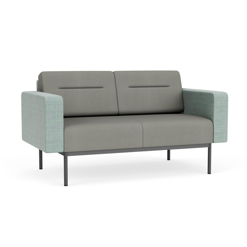 Causeuse de réception Darsey, Gris anthracite, Colombe Patriot Plus; écume de mer Chambray, Sans alimentation