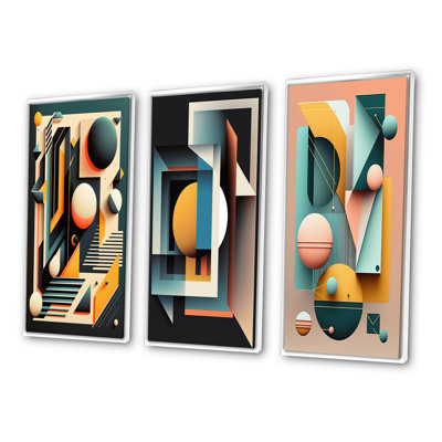 «Retro Elementary Geometrics», 3 pièces sur toile