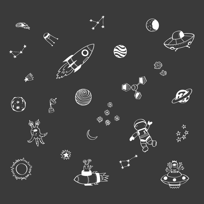 Space Doodles Wall Stickers, White