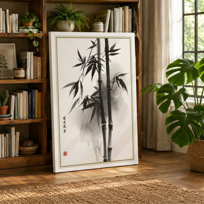 Bamboo in Mist Japandi - Wrapped Canvas