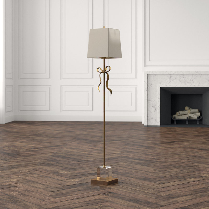 Ellery Floor Lamp, Cream, Polished Nickel