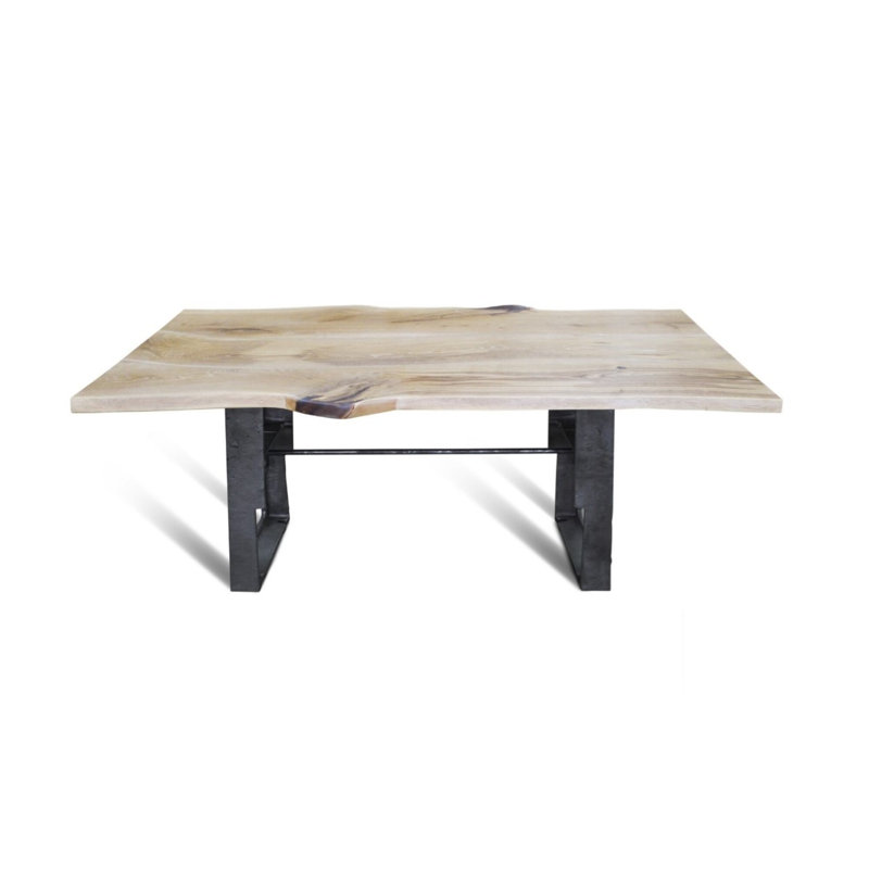 McMinnville Oak Solid Wood Top Metal Base Dining Table