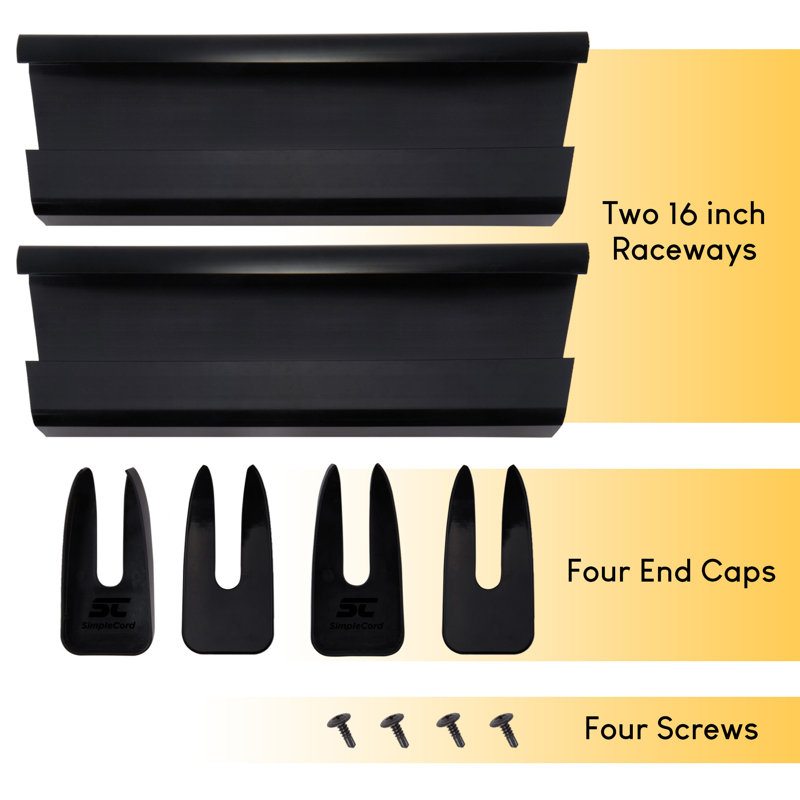 16-Inch Self-Adhesive Under Desk Cable Management Kit - 2-Pack
