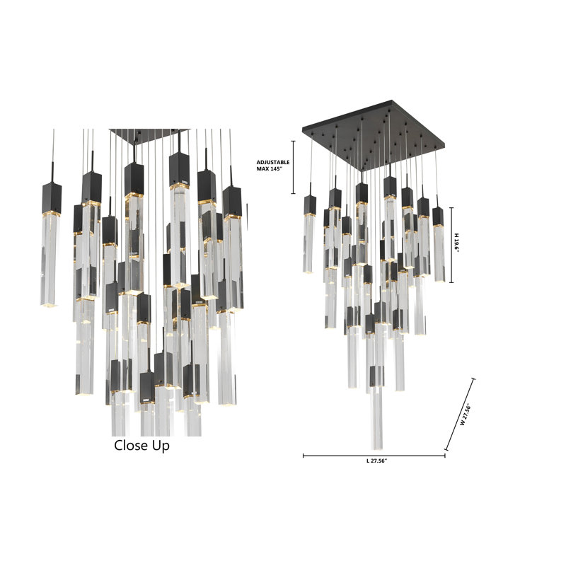 Luminaire suspendu moderne en cristal 25 lumières