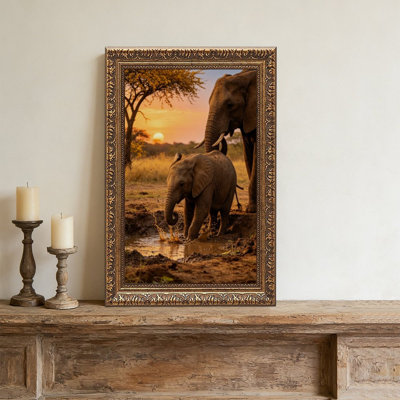Cadre mural rétro Elephant Mud SunsetOrnate
