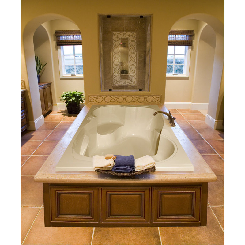 Makyla 75" Air Bathtub, Biscuit, Matte Black