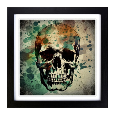 Skull Grunge Art - Framed Print