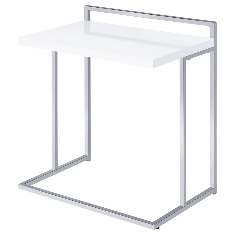 Table à collation rectangulaire blanche ultra brillante avec pieds en métal